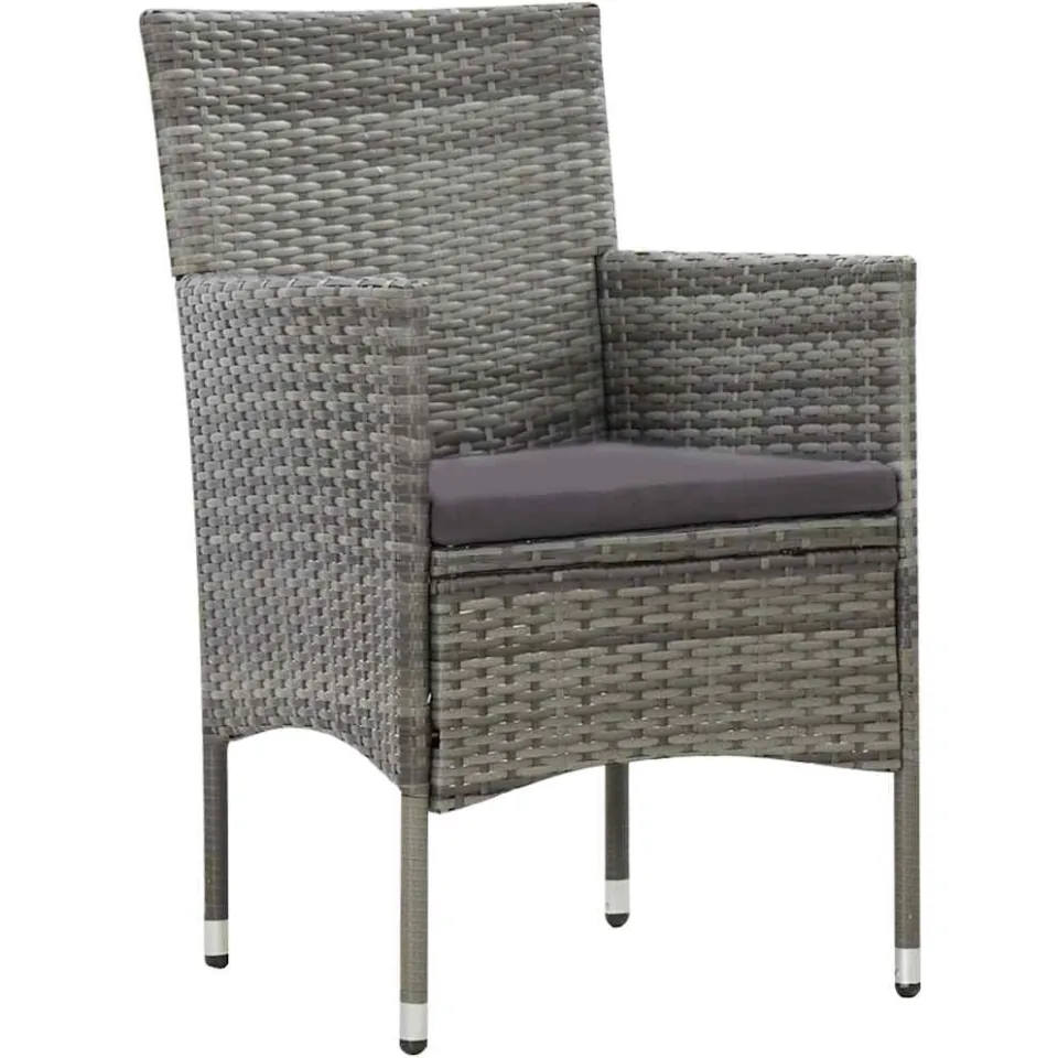 vidaXL 4-delige Loungeset met kussens poly rattan grijs, foto 4