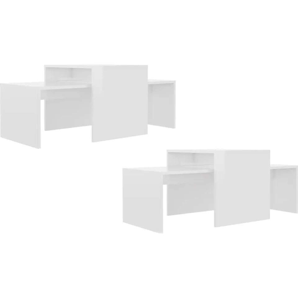 vidaXL Salontafelset 100x48x40 cm bewerkt hout hoogglans wit, foto 4