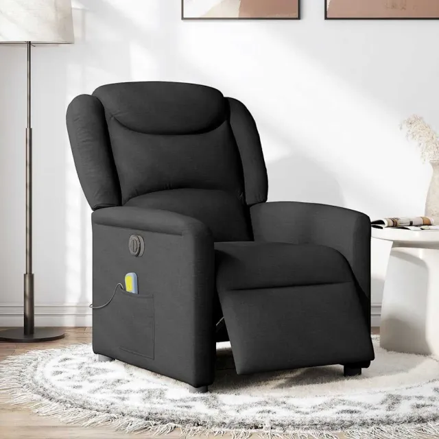 vidaXL Massagestoel elektrisch verstelbaar stof zwart