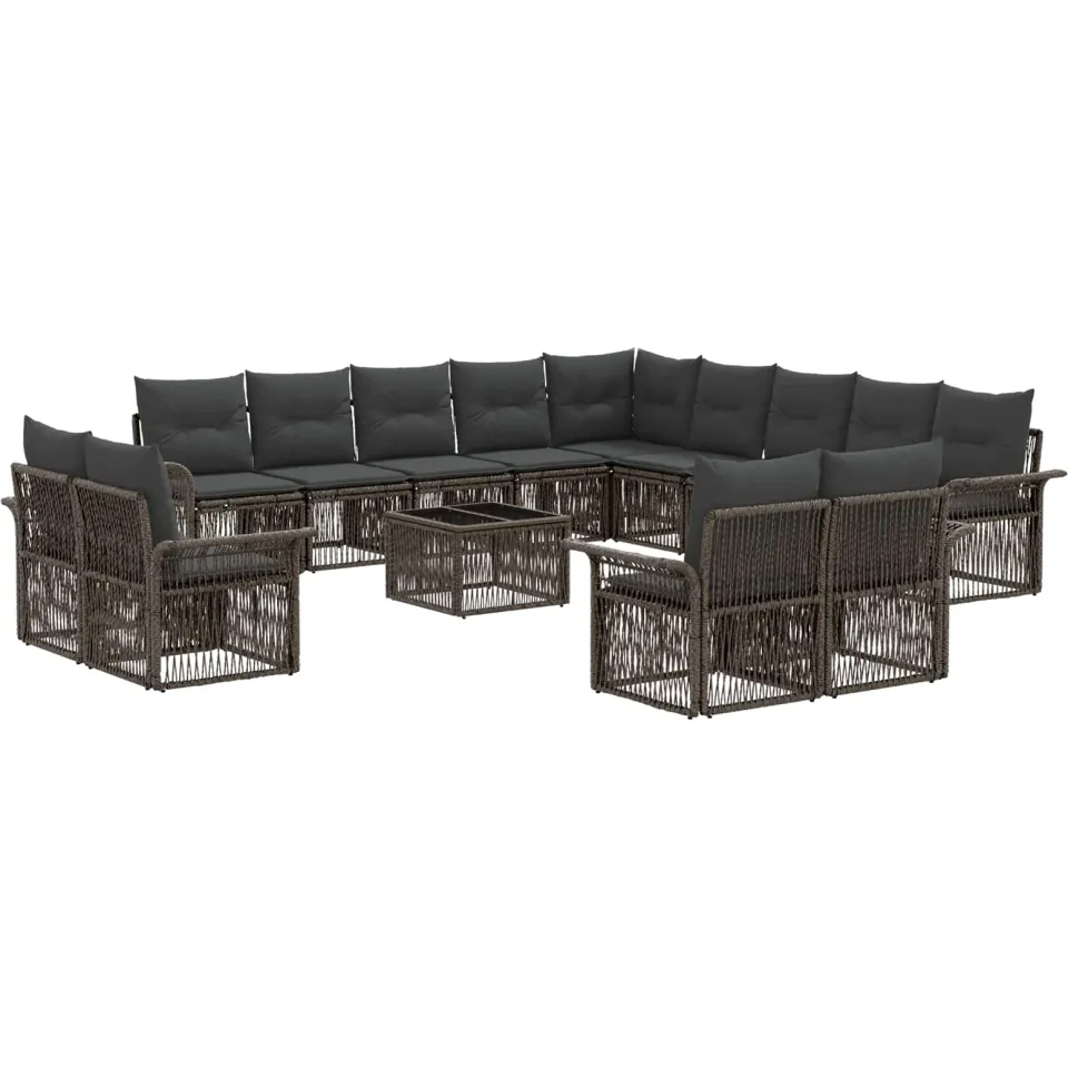 vidaXL Tuinbankenset 14 st Grijs en Donkergrijs poly rattan, foto 3