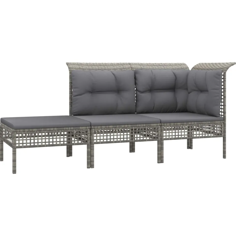 vidaXL 13-delige Loungeset met kussens poly rattan grijs
