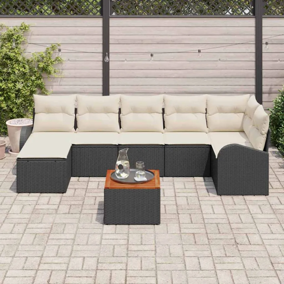 vidaXL Tuinbankenset 8 st Zwart poly rattan, foto 3