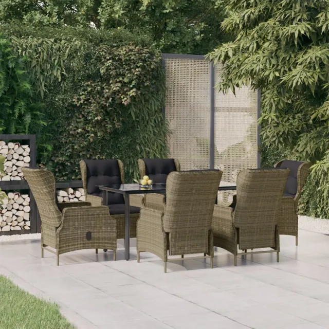 vidaXL 7-delige Tuinset poly rattan bruin, foto 2