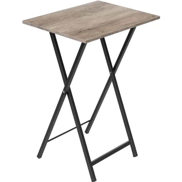 Unyqoos ® Industriële Inklapbare Bijzettafel met Multifunctioneel Dienblad en Metaal Frame in Retro Design Hout