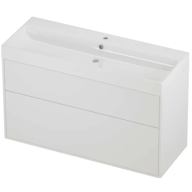 Proline Podium Badmeubelset Polystone Loft 1 Kraangat Voor Grepen 120x46x75 cm Glans Wit Mat White Mat Wit