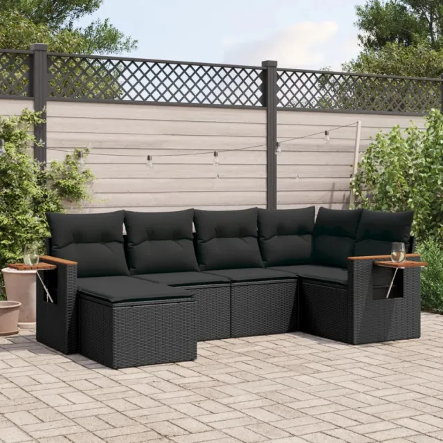 vidaXL Patio Sofa Set 6-zits Black, foto 2