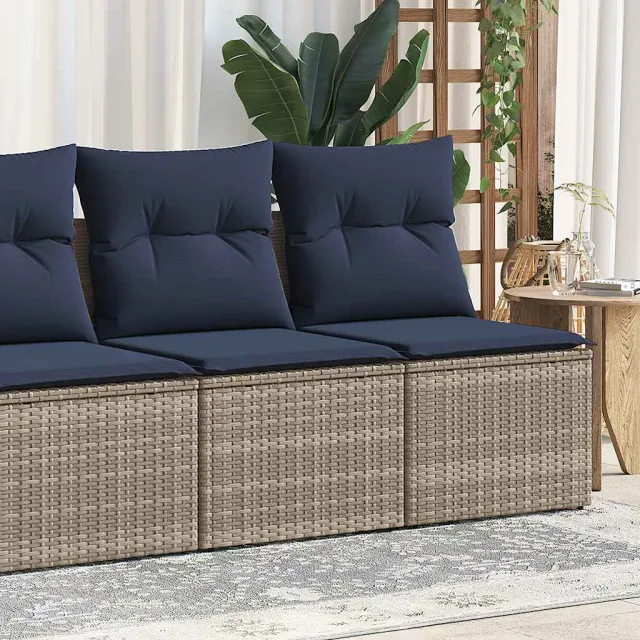 vidaXL 2-delige Loungeset met kussens poly rattan acacia grijs, foto 4
