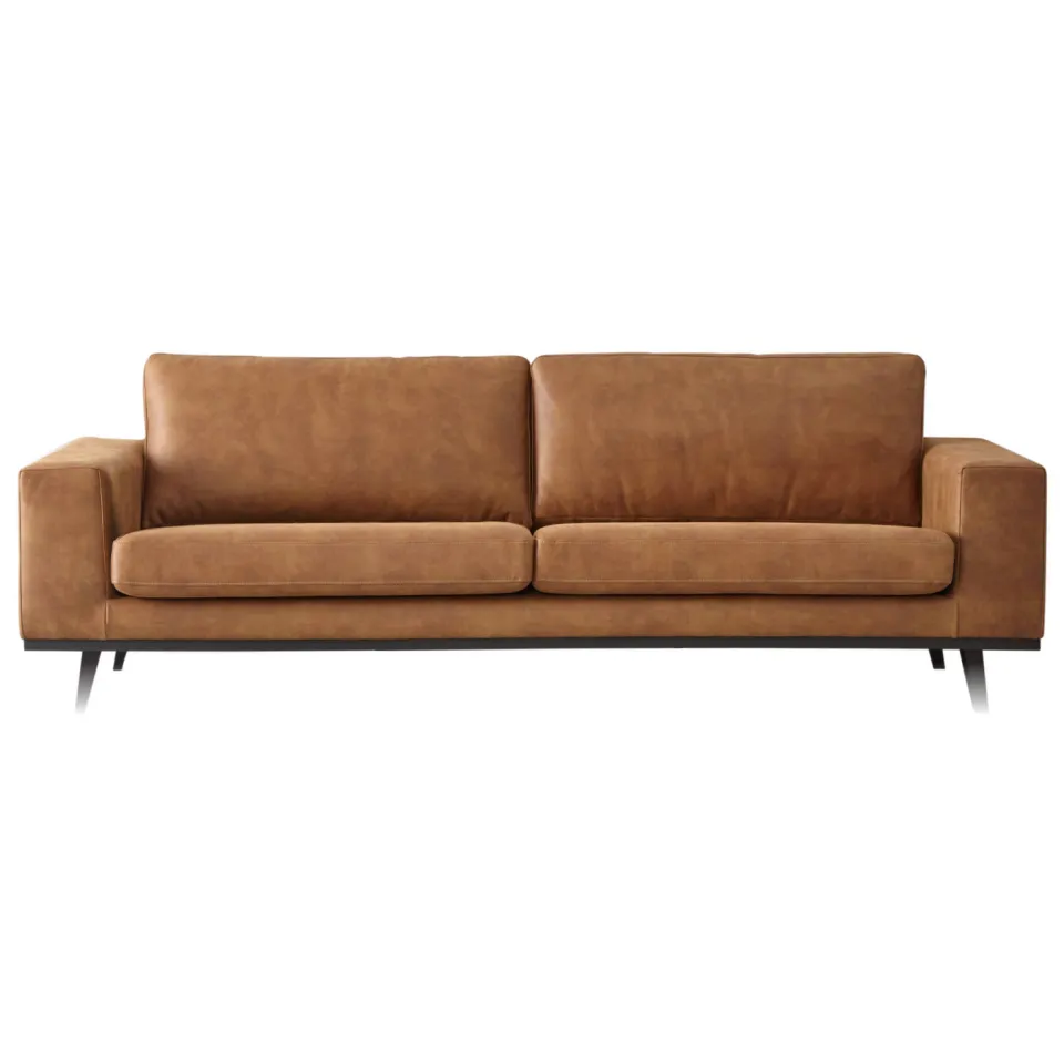 NOUS Living leren 3-zitsbank Torino - cognac