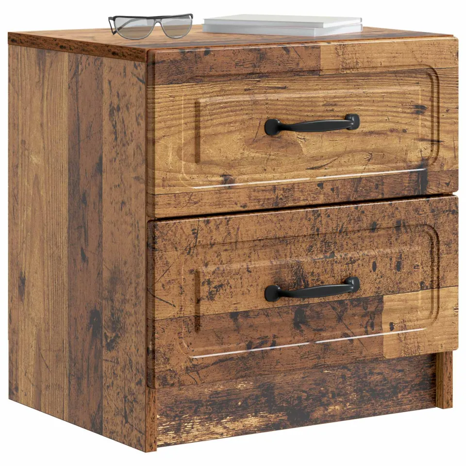 vidaXL Nachtkastje 2 st Oud hout 43 x 34,5 x 44,5 cm Bewerkt hout Bruin