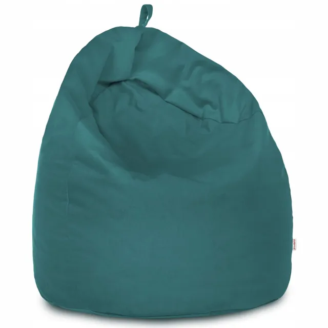 Italpouf XXL Blauwe Sako Poef Fauteuil van Zacht Velours met Korrels