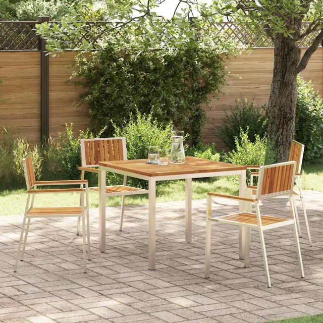 vidaXL Buiten eettafelset 5 st 90 x 90 x 75 cm bruin, foto 2