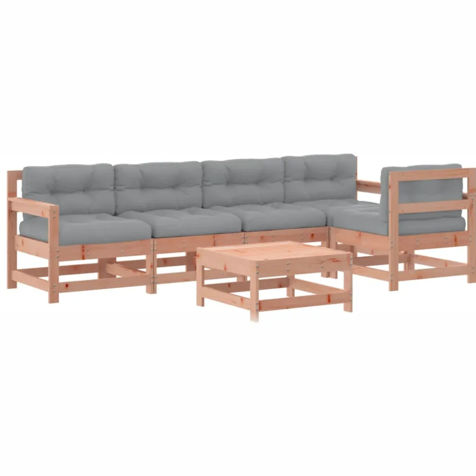 vidaXL 6-delige Loungeset met kussens massief douglashout bruin, foto 3