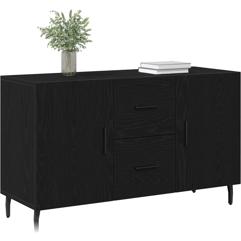 vidaXL Dressoir Zwart Eiken 100 x 36 x 60 cm Bewerkt hout