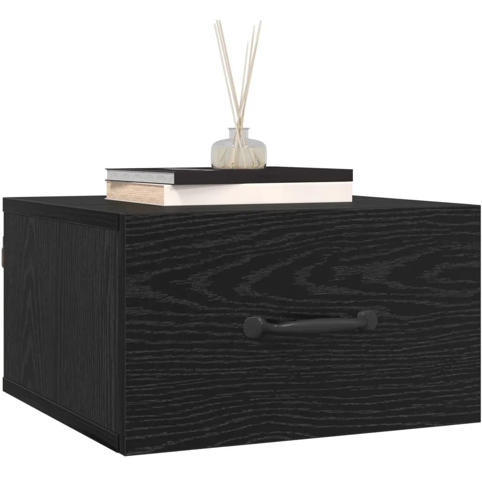 vidaXL Nachtkastje Zwart Eiken 35 x 35 x 20 cm Bewerkt hout