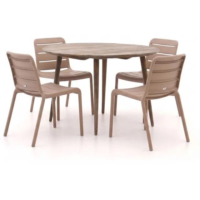 Forza Furniture Forza Narni/ROUGH-K ø115cm dining tuinset 5-delig stapelbaar, foto 2