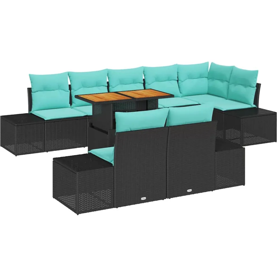 vidaXL Tuin Sofa Set 9 st Zwart Poly riet