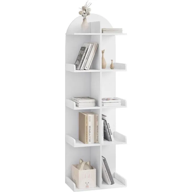 BukkitBow Boekenkast - Staande Boekenkast - Open Ontwerp met 10 Legplanken op 5 Niveaus - Wit