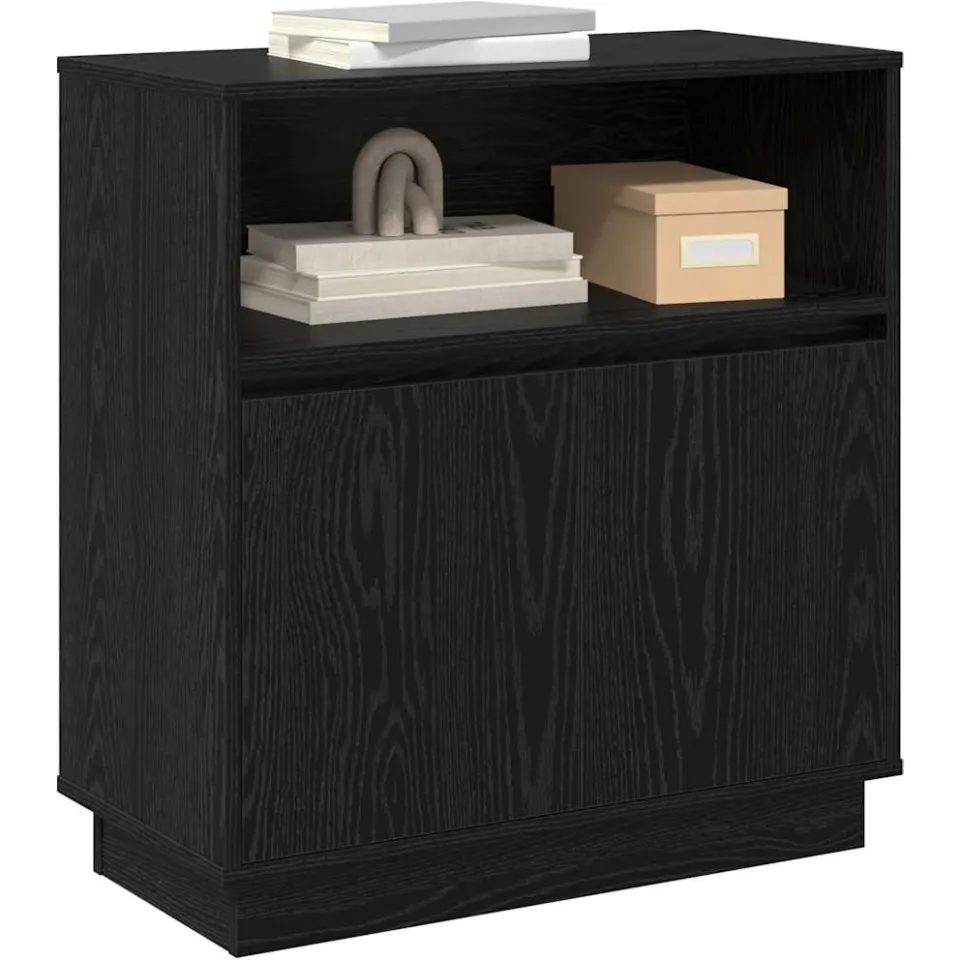 vidaXL LED Sideboard Zwart Eiken 71 x 34,5 x 75 cm Bewerkt hout