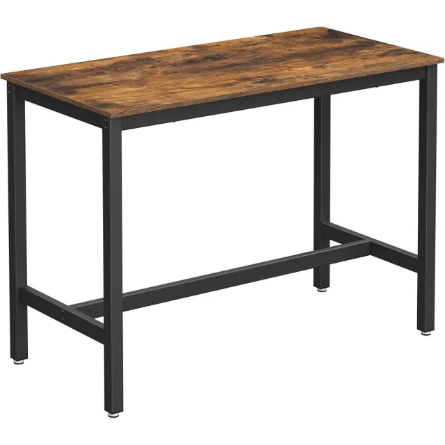 FurnStar Bartafel Industrieel – Keukentafel of Eettafel – Metalen Frame – 120 x 60 x 90 cm - Vintage Bruin/Zwart