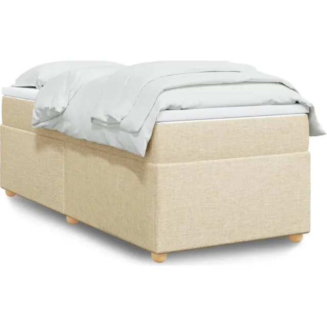 vidaXL Boxspring met matras stof crèmekleurig 90x190 cm