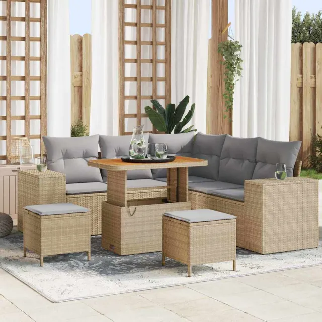 vidaXL Tuin Sofa Set 8 st Beige poly rattan, foto 2