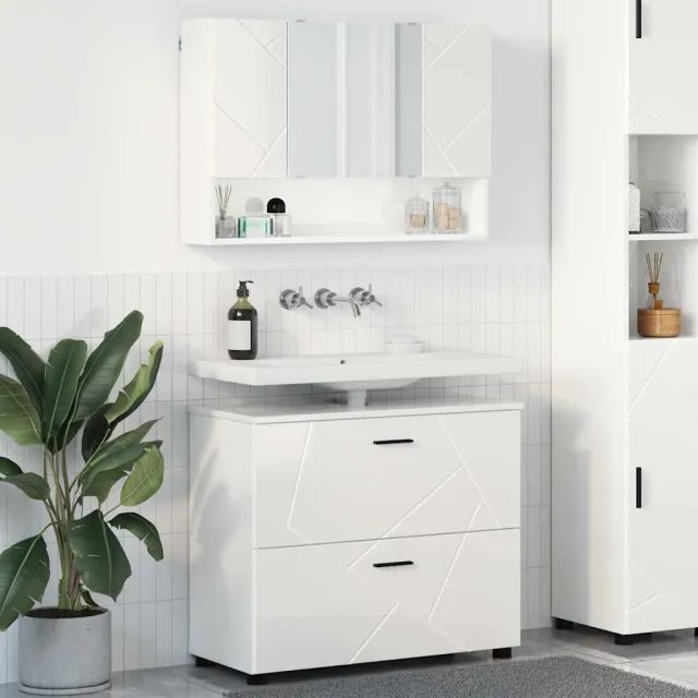 vidaXL Badkamermeubelset 2 st Hoogglans wit 76,5 x 35 x 64 cm