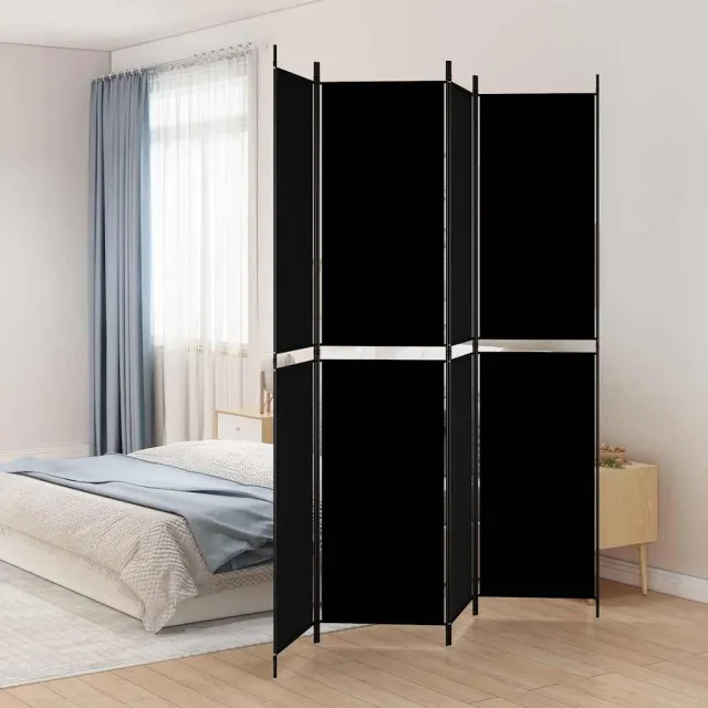 vidaXL Kamerscherm met 4 panelen 200x220 cm stof zwart, foto 2