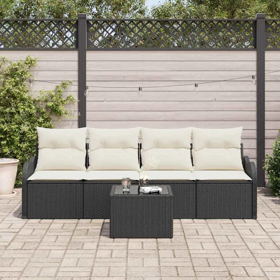 vidaXL Tuin Sofa Set Zwart poly rattan, foto 3