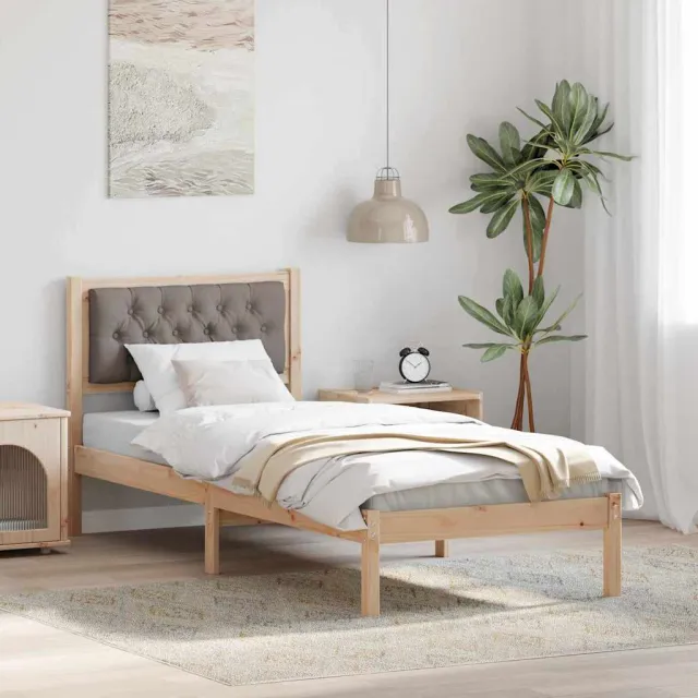 vidaXL Bedframe met hoofdeinde Taupe 80 x 200 cm Massief grenenhout Bruin