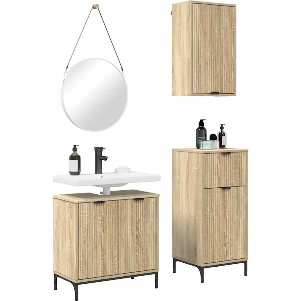 vidaXL Badkamermeubelset 3 st Sonoma Eiken 39,5 x 36 x 88 cm