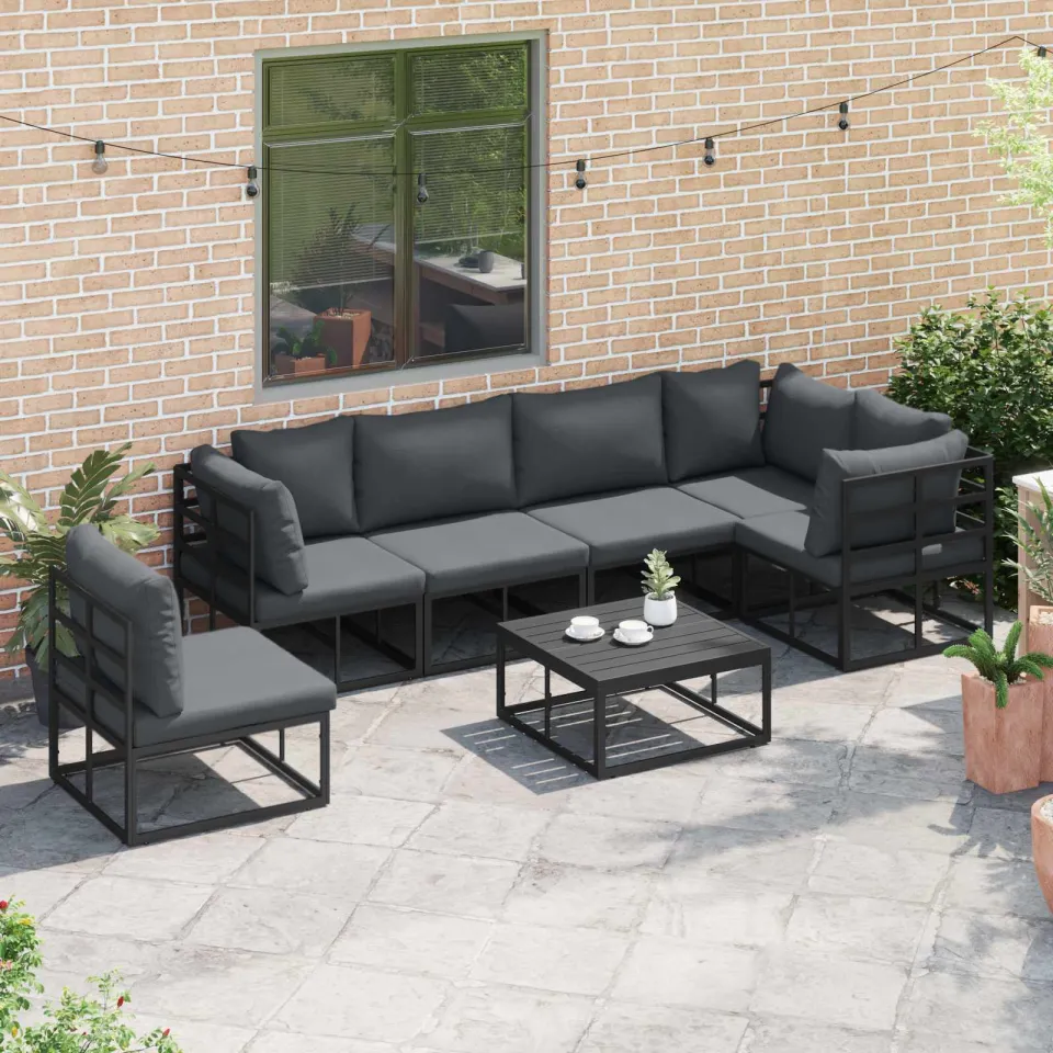 vidaXL Tuinbankenset 7 st Zwart Aluminium, foto 3