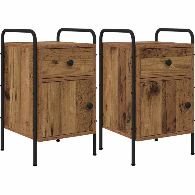 vidaXL Nachtkastje 2 st Oud hout 35 x 36,5 x 61 cm Bewerkt hout Bruin