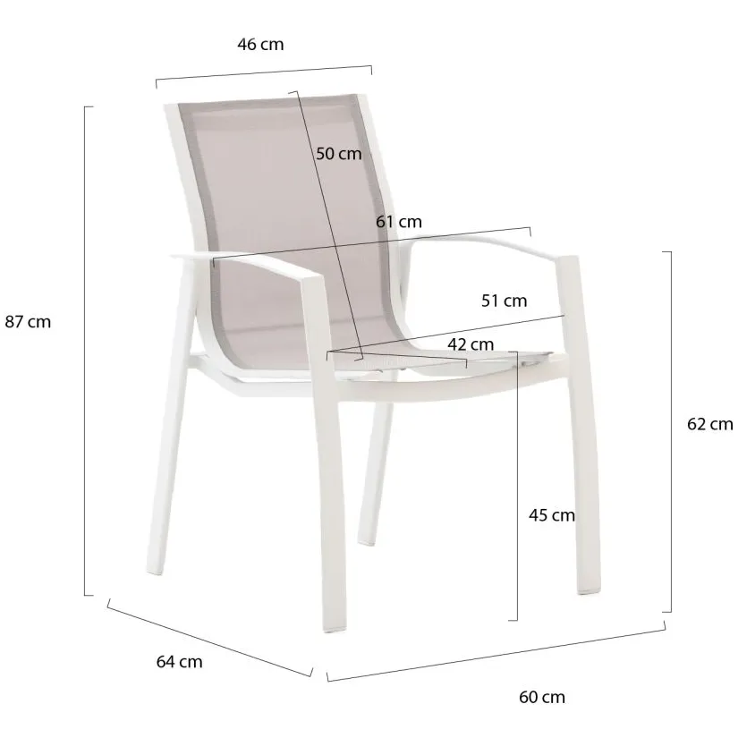 Forza Furniture Forza Altea/Fidenza 160cm dining tuinset 5-delig stapelbaar wit, foto 3