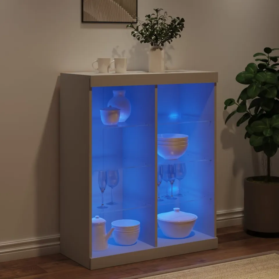 vidaXL Dressoir met LED-verlichting 81x37x100 cm wit, foto 3