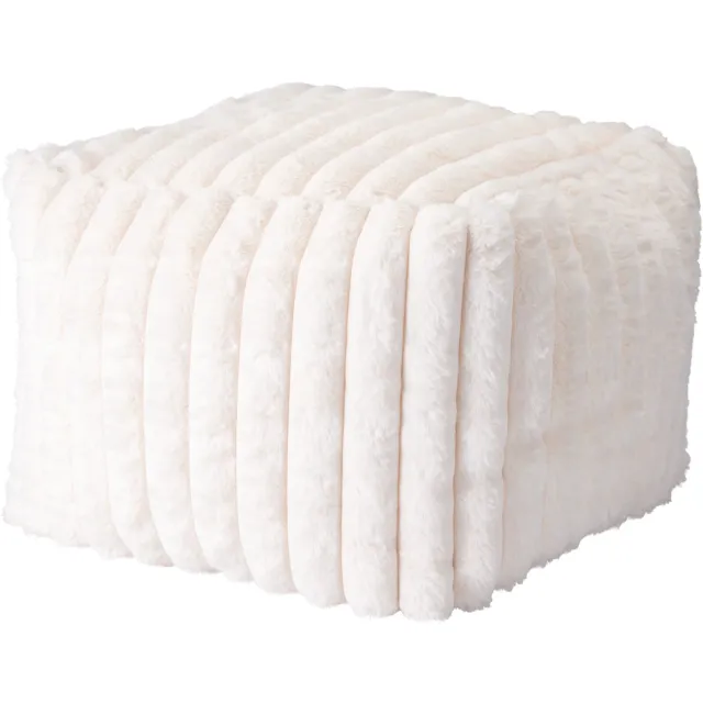 Storagesolutions Poef van kunstbont, 38 x 38 x 28 cm beige