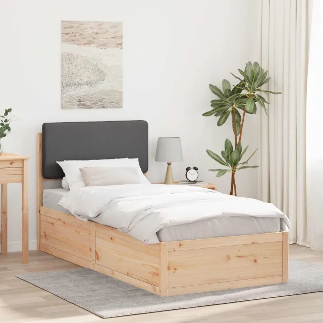vidaXL Bedframe met Gevoerd Hoofdgedeelte Donkergrijs 90 x 200 cm