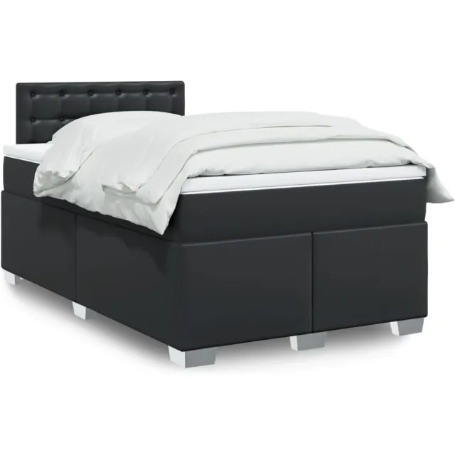vidaXL Boxspring met matras kunstleer zwart 120x200 cm