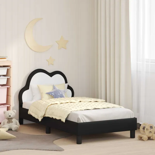 vidaXL Bedframe voor kinderen met hoofdbord Zwart 80 x 160 cm PU