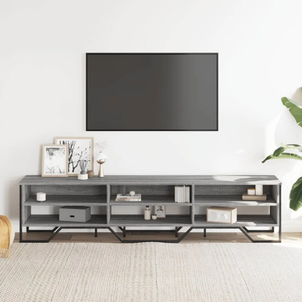vidaXL Tv-meubel 180x34x41 cm bewerkt hout grijs sonoma eikenkleurig, foto 3