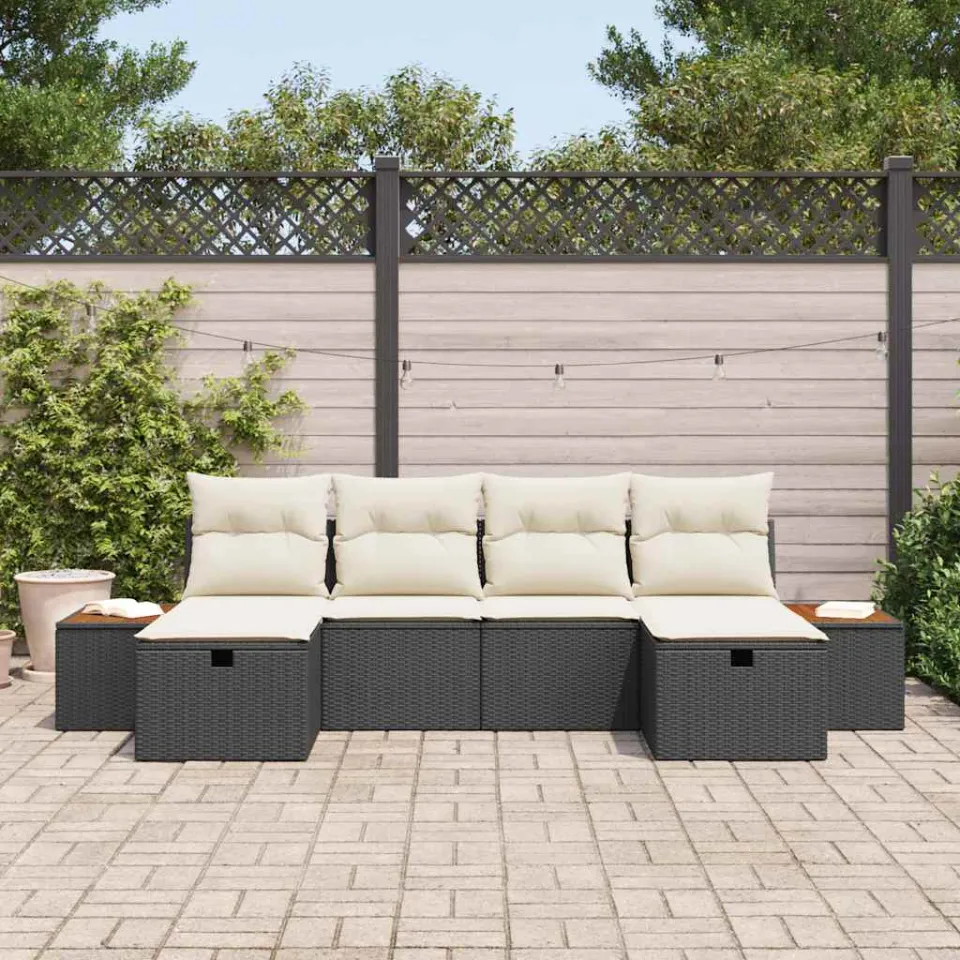 vidaXL Tuin Sofa Set 6 st Zwart poly rattan, foto 3
