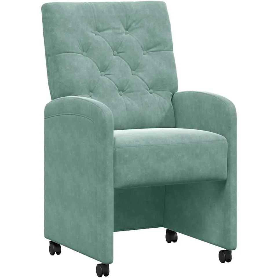 vidaXL Eetkamerstoelen met Wieltjes 2 st Fluweel Zeegroen groen
