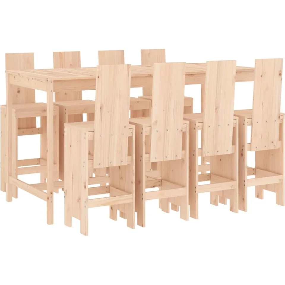 vidaXL 9-delige Barset massief grenenhout bruin, foto 3