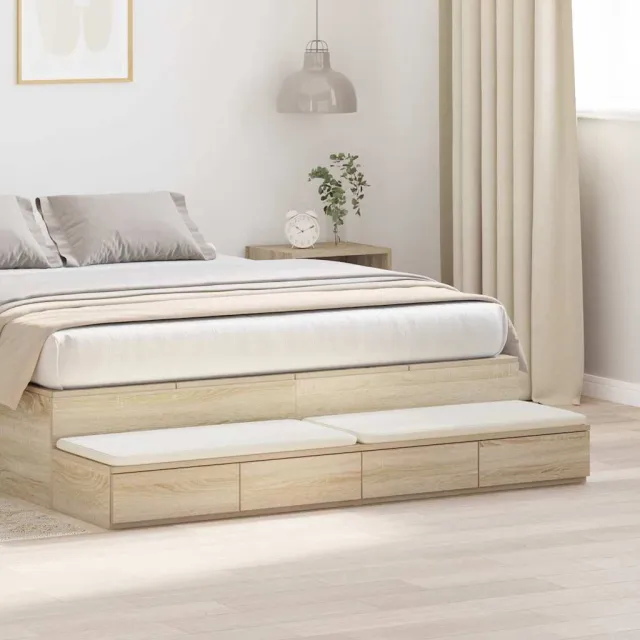 vidaXL Bedlades Sonoma Eiken 135 x 36,5 x 16,5 cm Bewerkt hout Beige