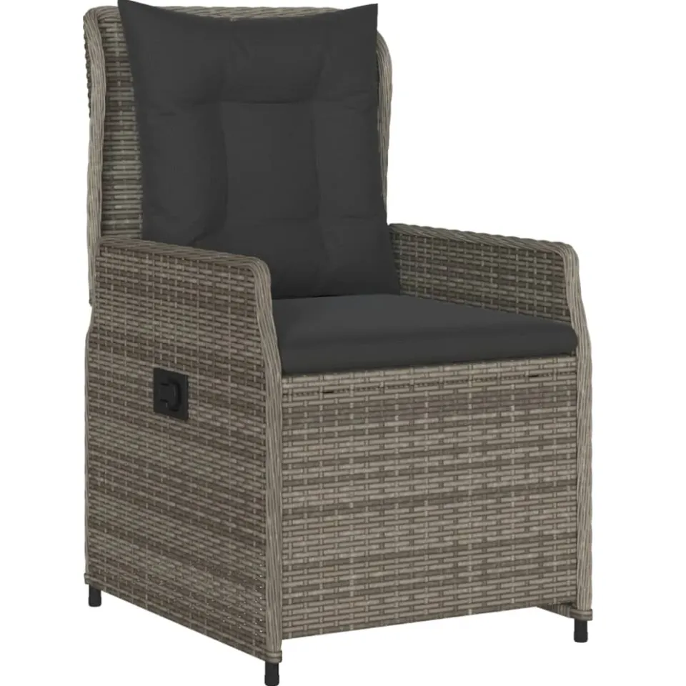 vidaXL 3-delige Tuinset met kussens poly rattan grijs