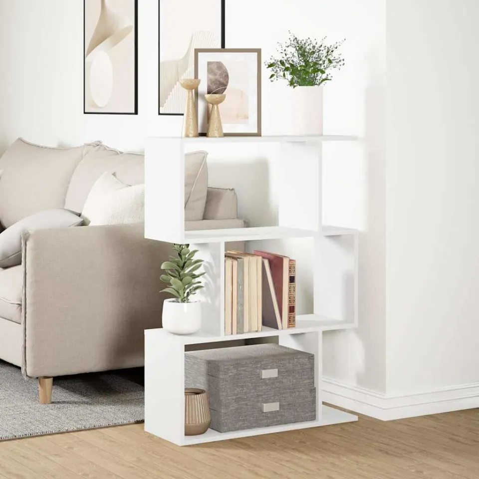 vidaXL Kamerverdeler Boekenkast 3-laags Wit 70x24x97 cm Bewerkt Hout, foto 4