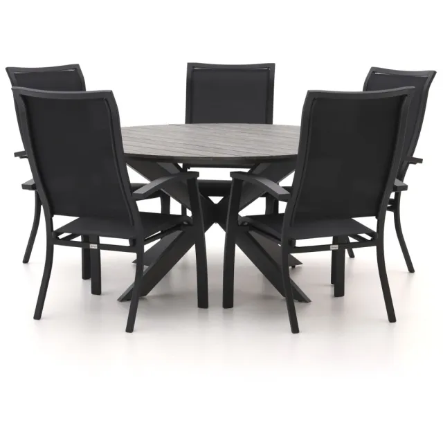 Bellagio tuinmeubelen Bellagio Lugo/Fidenza ø 149cm dining tuinset 6-delig stapelbaar zwart, foto 2
