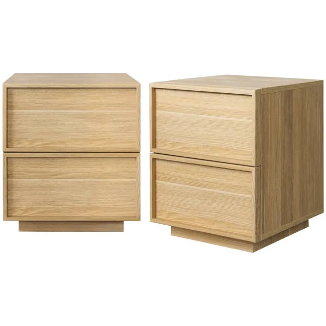 sweeek Set van 2 nachtkastjes met hout-effect 2 laden - kuba Naturel