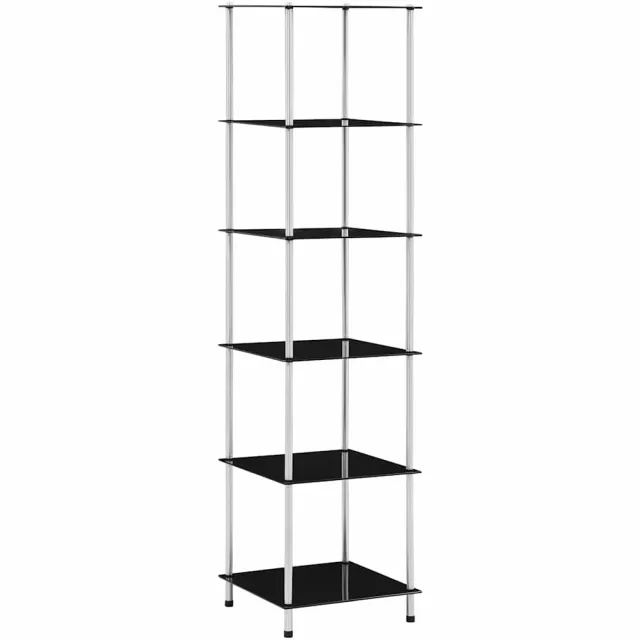 vidaXL Kastje 6-laags 40x40x160 cm gehard glas zwart