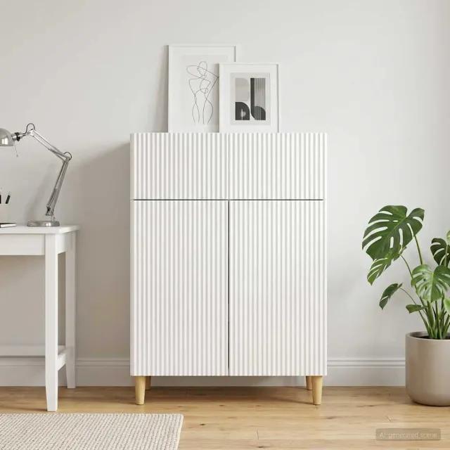 vidaXL Dressoir met lade Hoogglans Wit 66 x 34,5 x 90 cm Bewerkt hout