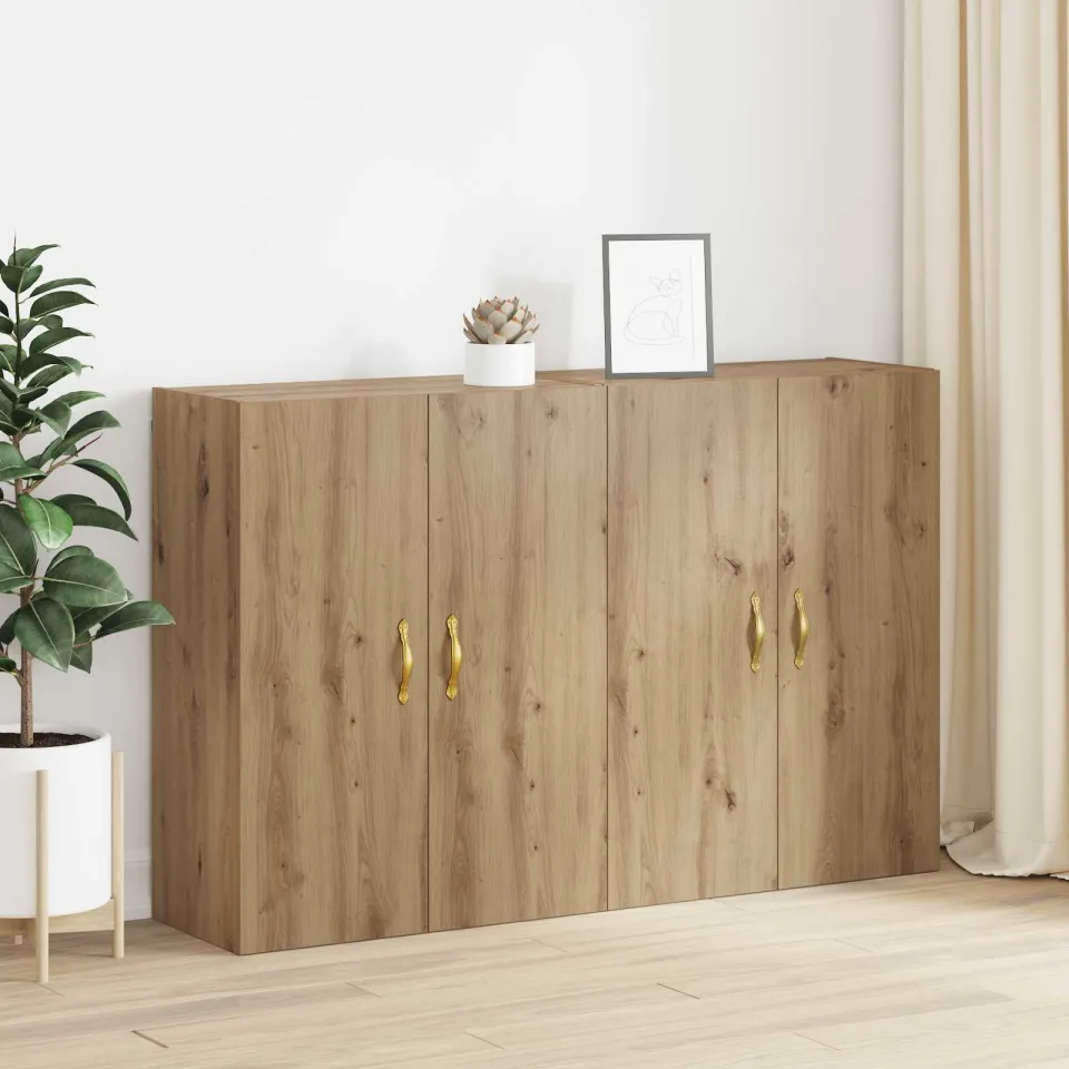 vidaXL Wandkast 2 st Artisan Eiken 69,5 x 34 x 90 cm Bewerkt hout, foto 4